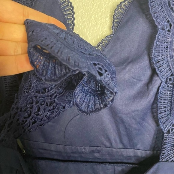 Lulus Awaken My Love Navy Blue Long Sleeves Lace Maxi Dress Size Medium New - Picture 10 of 15